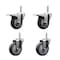 Service Caster 4 Inch Thermoplastic  Rubber Swivel 58 Inch Threaded Stem Caster Set 2 Total Lock Brakes SCC-TSTTL20S414-TPRB-58212-2-S-2 - alternate 1